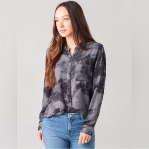 Rails Womens Hunter button down shirt in charcoal tie-dye